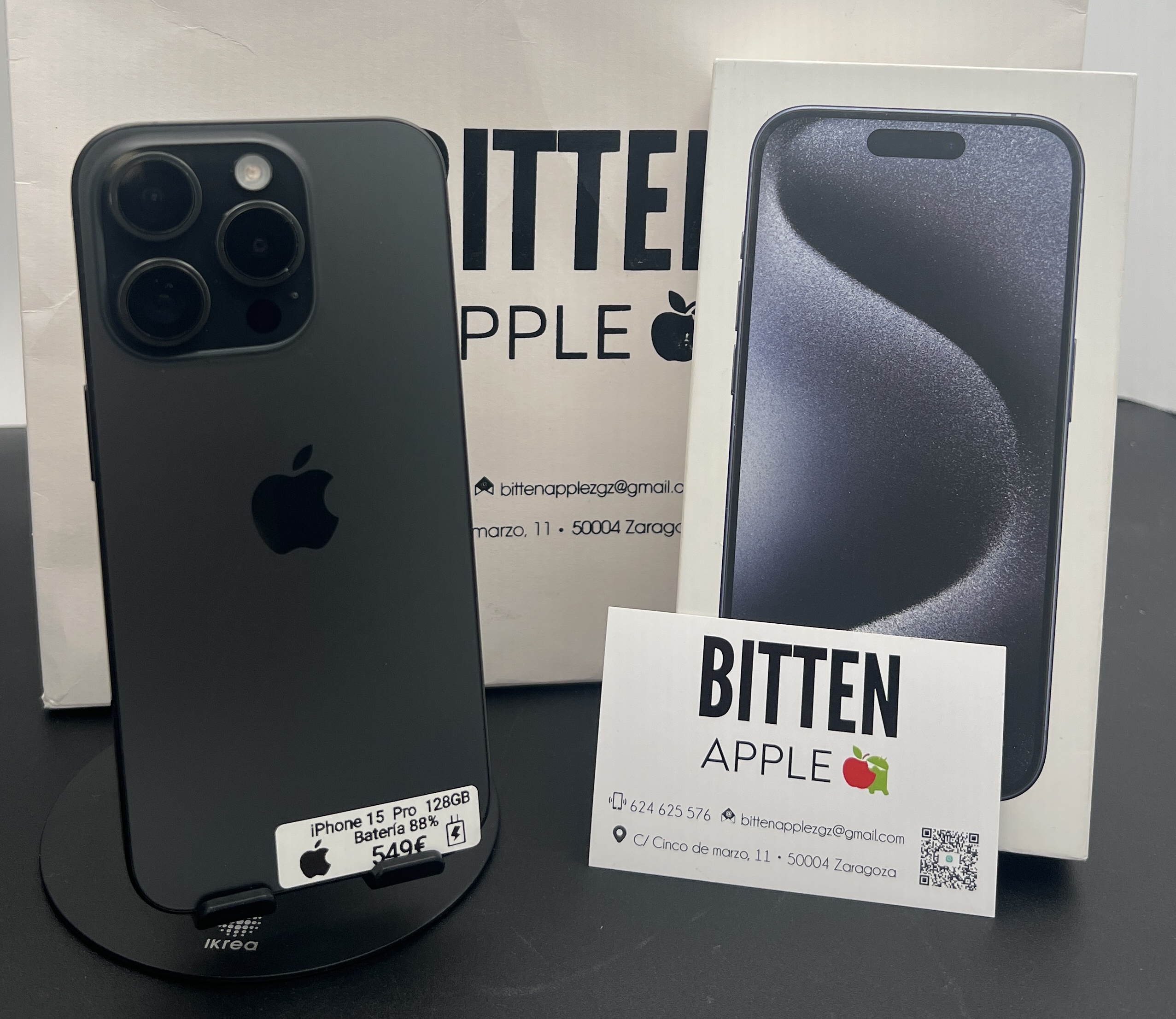 iPhone 15 Pro 128GB · (Black Titanium) · Batería Original 88%