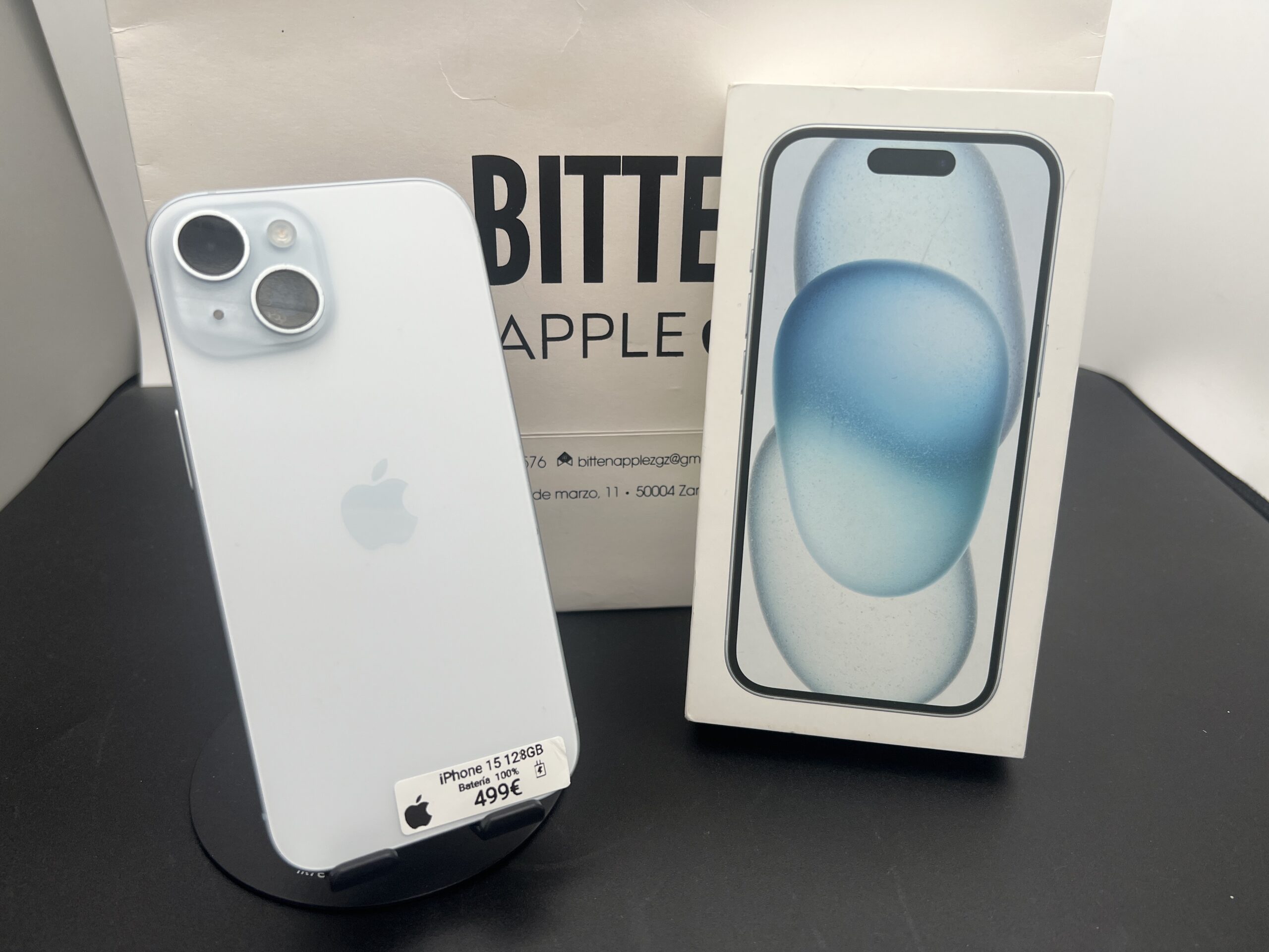 iPhone 15 128GB · Azul (Blue) · Batería Nueva 100%