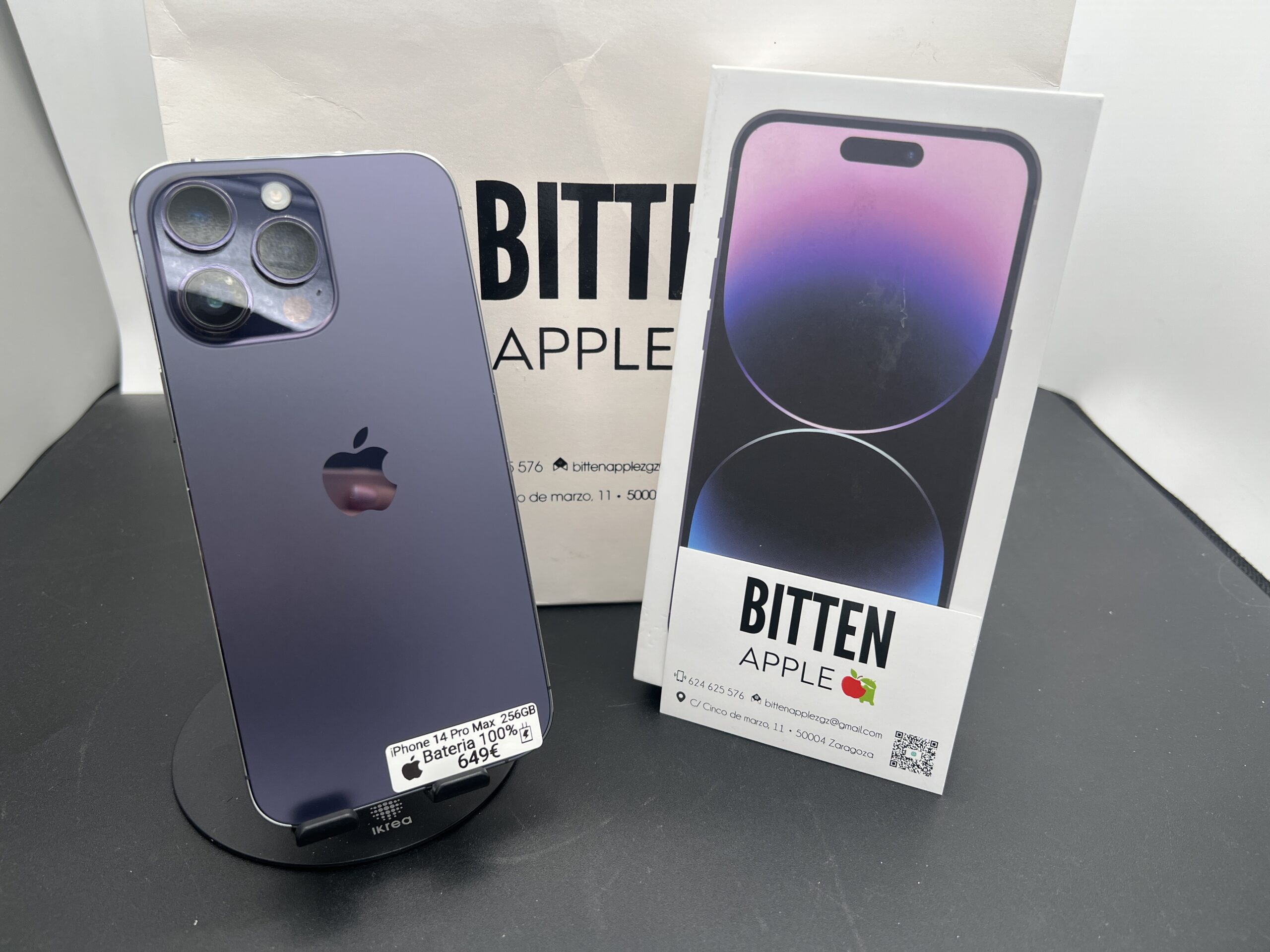 iPhone 14 Pro Max 256GB · Morado Oscuro (Deep Purple) · Batería Nueva 100%