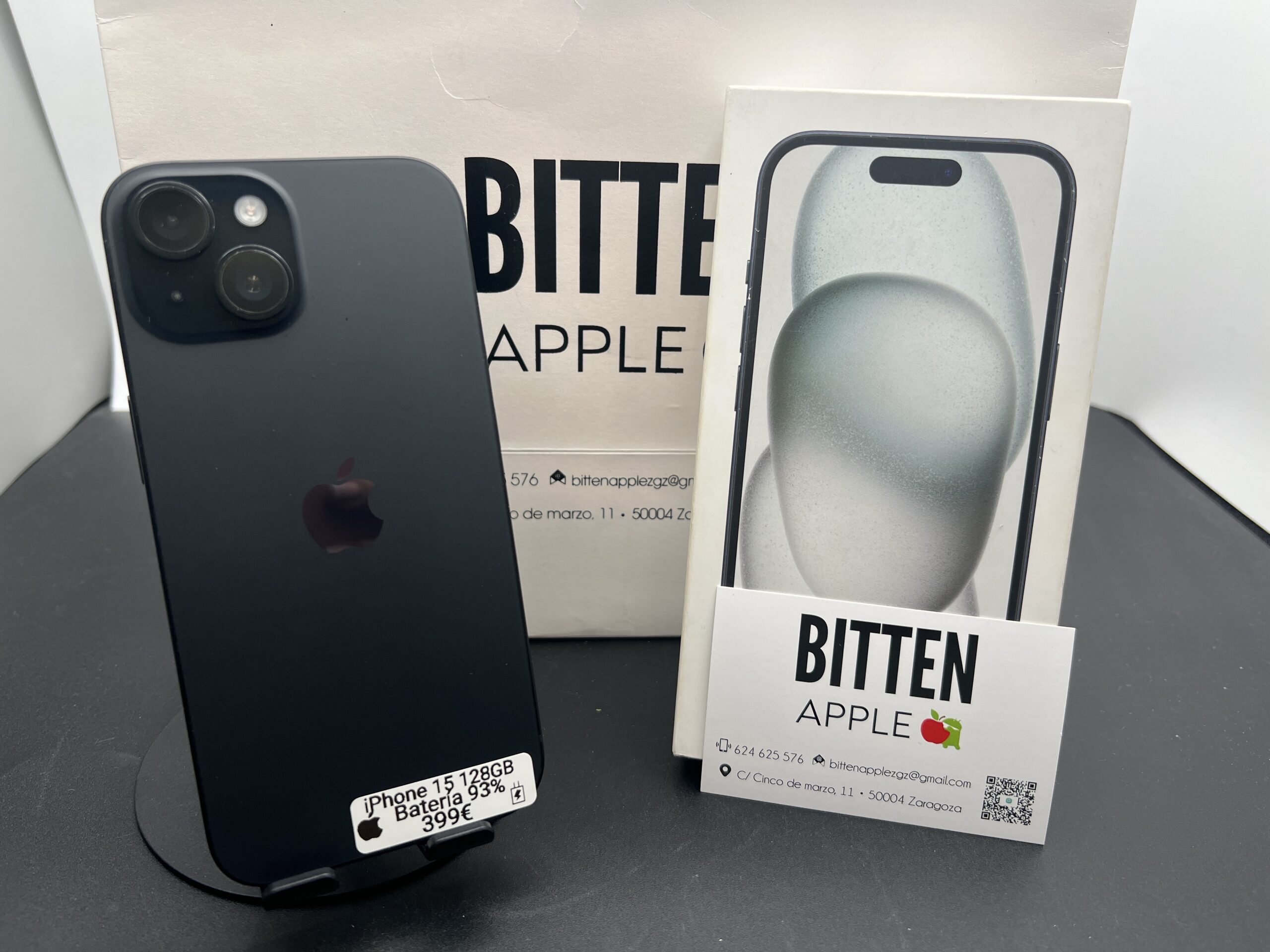 iPhone 15 — 128 GB Black — Batería Original al 93%