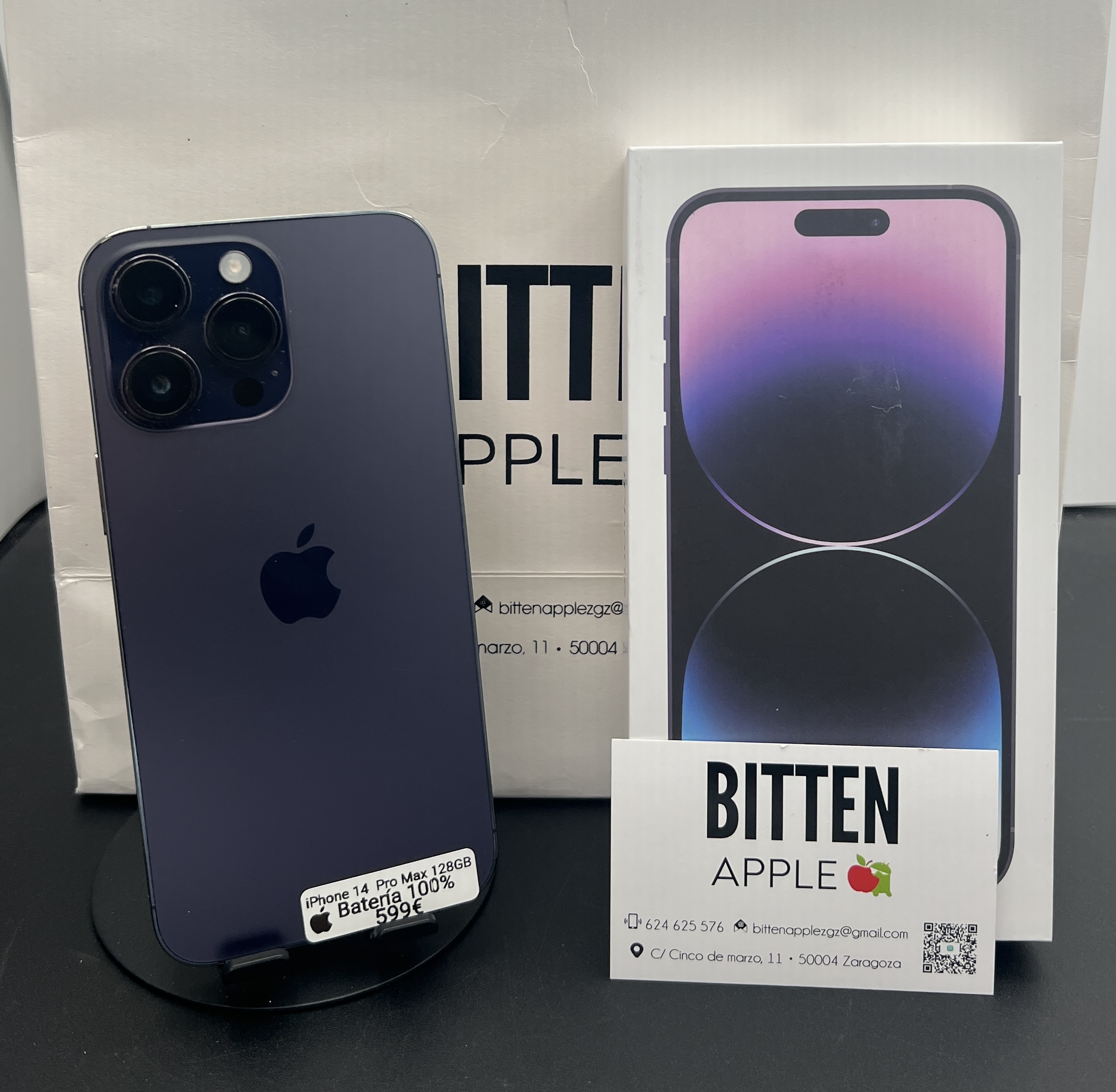 iPhone 14 Pro Max 128GB Deep Purple - Batería nueva 100%